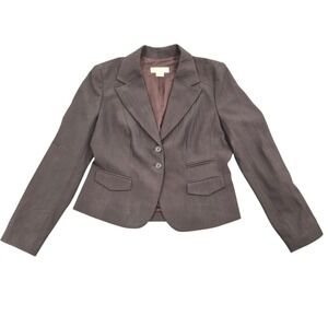 Michael Michael Kors Brown Herringbone Blazer Womens 12 Two Button Jacket